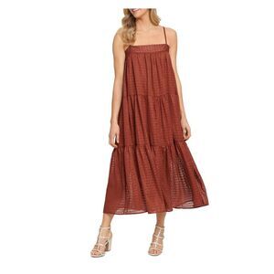 DKNY Womens Pullover Styling Spaghetti Strap Tea-Length Evening Dress